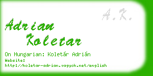 adrian koletar business card