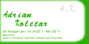 adrian koletar business card